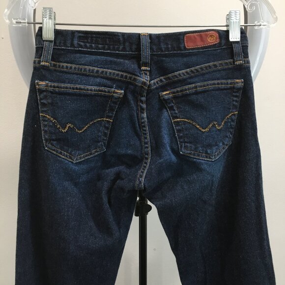 AG ADRIANO GOLDSCHMIED Dark Wash THE ANGEL 5 Pocket Slight Flare Leg Jeans - Picture 8 of 10